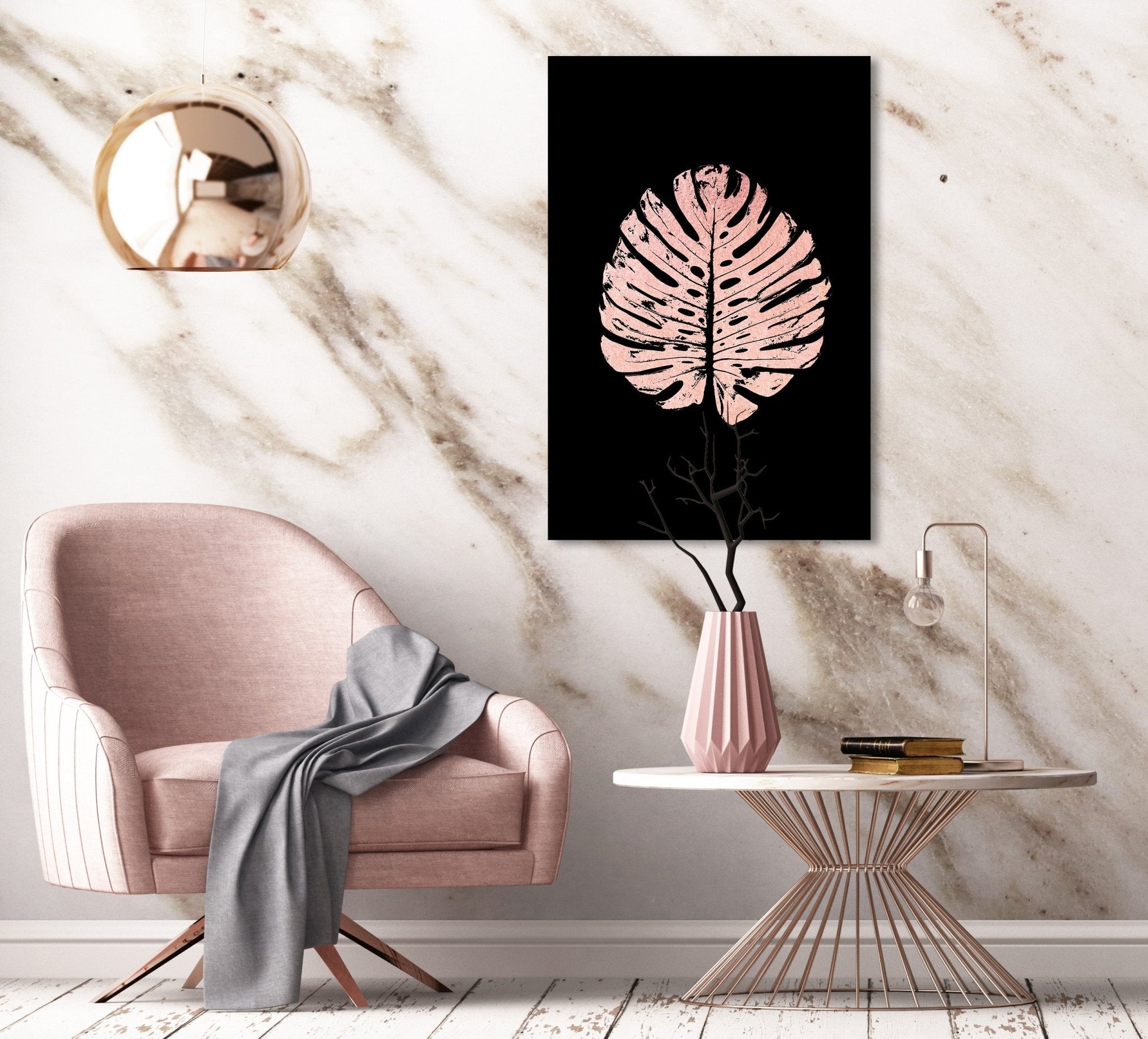 Monstera No. 2 Rosé auf Acryl - Affengeile Bilder