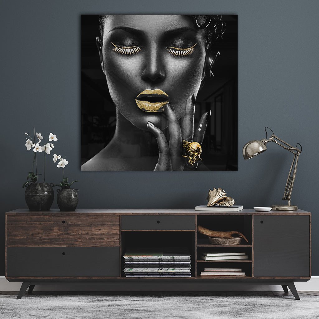 Tempting Lips Goldversion auf Acryl - Affengeile Bilder