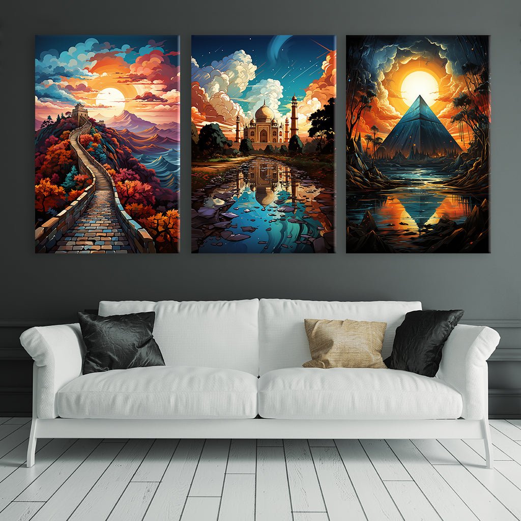 World Sightseeing Pop Art - Triptychon by Catill - Affengeile Bilder