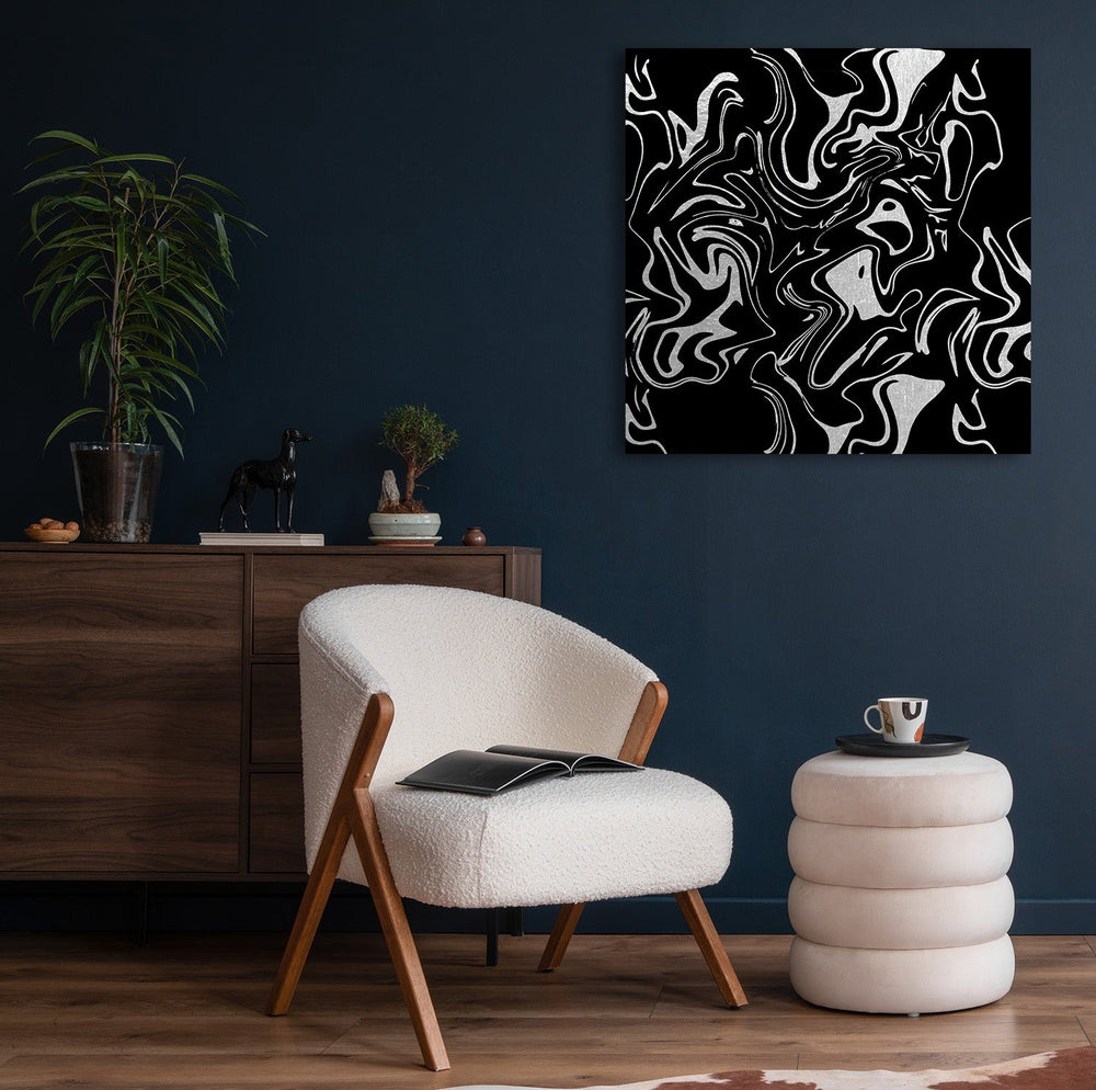 Liquid Swirl Silber auf Acryl - Affengeile Bilder