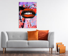 Orange Art Lips Neon auf Acrylglas - Affengeile Bilder