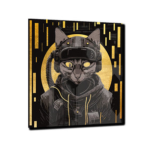 Space Cat Gold auf Acryl - Affengeile Bilder