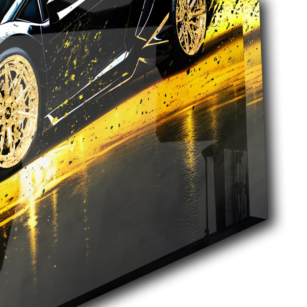 Splatter Lambo by Adrian Vieriu Gold auf Acryl - Affengeile Bilder