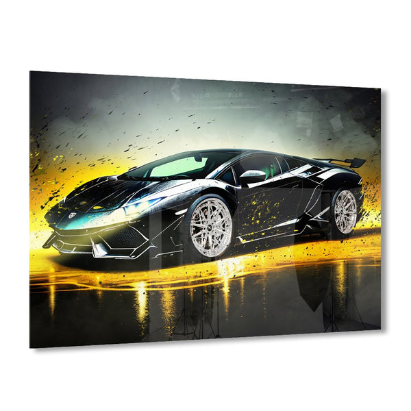 Splatter Lambo by Adrian Vieriu Silber auf Acryl - Affengeile Bilder