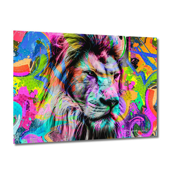 Street Art Lion Brushed auf AluDibond - Affengeile Bilder