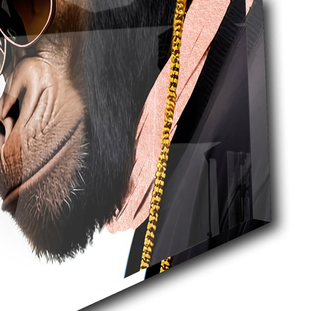 Stylish Monkey - Headphones by Adrian Vieriu Rosé auf Acryl - Affengeile Bilder