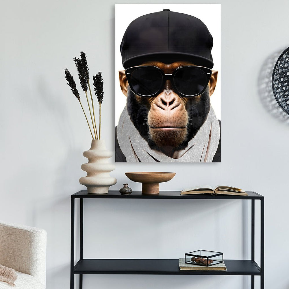 Stylish Monkey - Sunglasses by Adrian Vieriu Silber auf Acryl - Affengeile Bilder