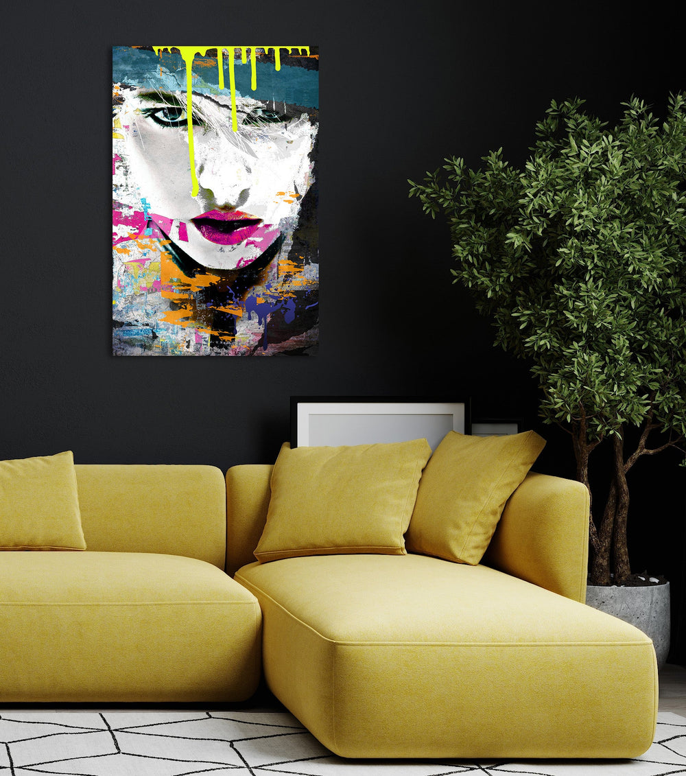 Yellow Evil Look Neon auf Acrylglas - Affengeile Bilder