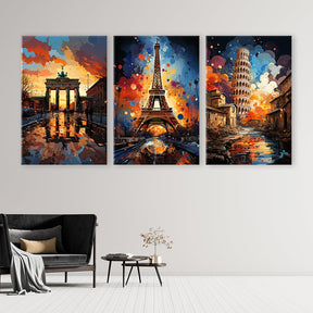 European Sightseeing Pop Art - Triptychon by Catill - Affengeile Bilder