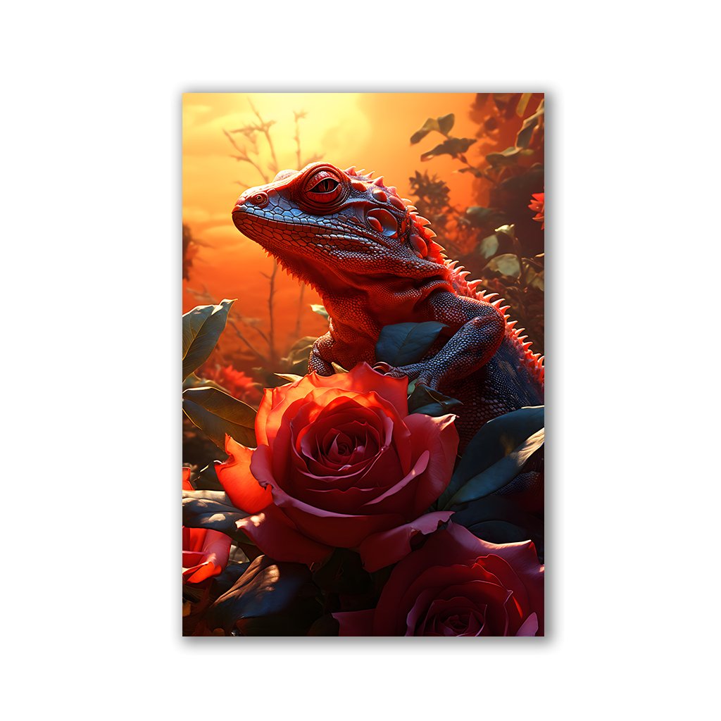 Lizard in Roses by Markus Mikolai