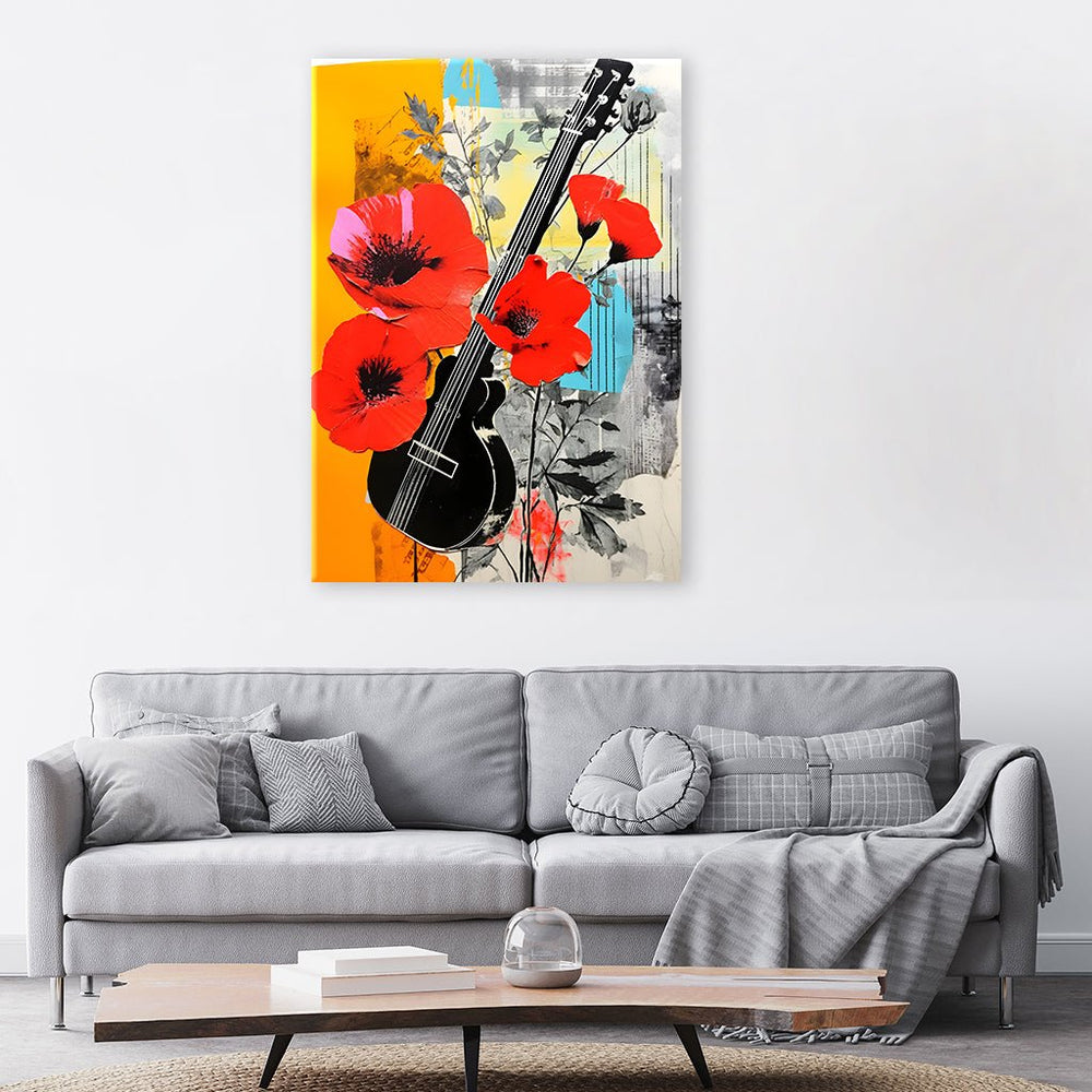 Popart Flowerguitar by Rosa Piazza - Affengeile Bilder