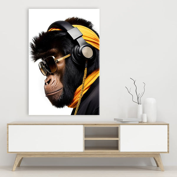 Stylish Monkey - Headphones by Adrian Vieriu - Affengeile Bilder