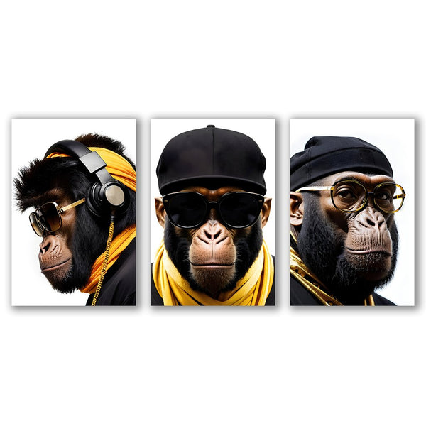 Stylish Monkeys - Triptychon by Adrian Vieriu - Affengeile Bilder